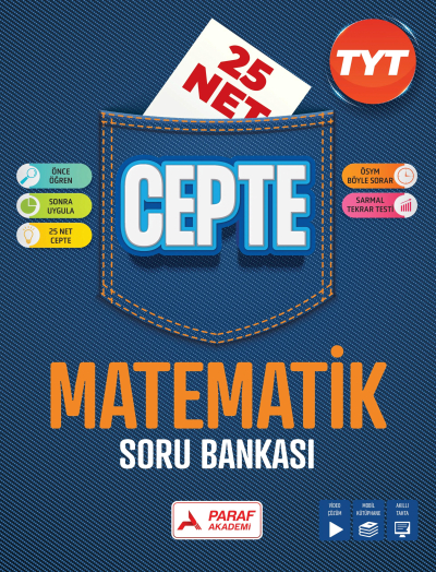 TYT Matematik Soru Bankası 25 Net Cepte Soru Bankası PRF Paraf Yayınları Vivo Fotokopi Merkezi