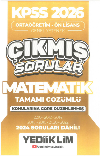 2026 KPSS Ortaöğretim-Önlisans Matematik Konularına Göre Çıkmış Sorular(2024 soruları dahil) Yediiklim Yayınları Vivo Fotokopi Merkezi