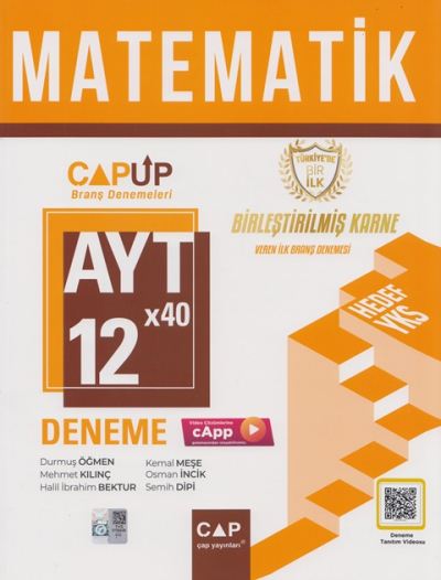 AYT Matematik Birleştirilmiş Karne 12x40 UP Deneme Video Çözümlü Çap Yayınları Vivo Fotokopi Merkezi