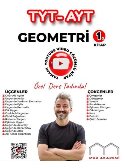 Moz Akademi TYT AYT Geometri 1. Kitap Tamamı Çözümlü Soru Bankası Vivo Fotokopi Merkezi
