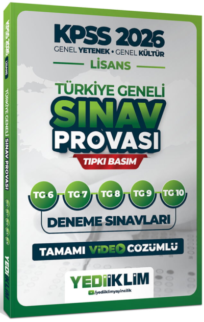 2026 KPSS Genel Yetenek Genel Kültür Lisans Türkiye Geneli Sınav Provası 5 Deneme Çözümlü (6-7-8-9-10) Yediiklim Yayınları Vivo Fotokopi Merkezi