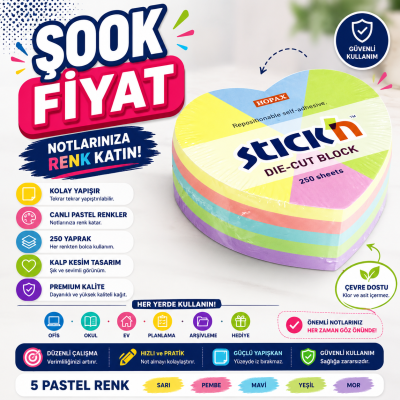 Neon 250 Yaprak Yapışkanlı 51x51 Küp Not Kağıdı Vivo Fotokopi Merkezi
