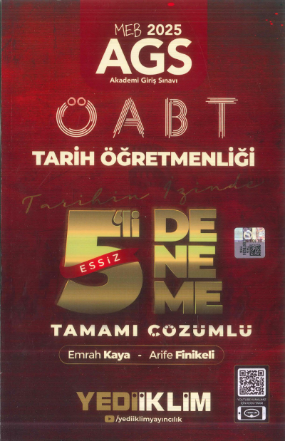 2025 MEB AGS ÖABT Tarih Öğretmenliği Tamamı Çözümlü Tarihin İzinde Eşsiz 5 li Deneme Yediiklim Yayınları Vivo Fotokopi Merkezi