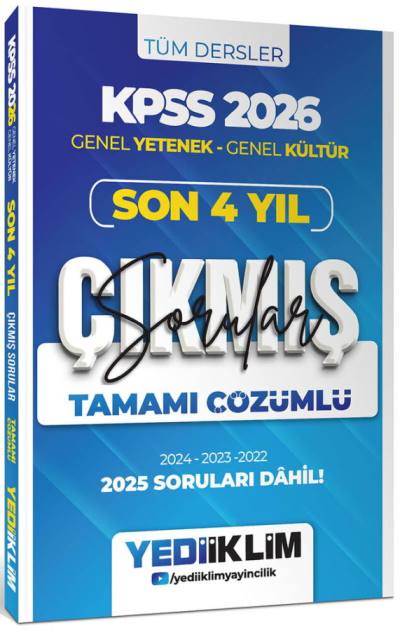 2026 KPSS Genel Yetenek Genel Kültür Son 4 Yıl (2022-2025) Tamamı Çözümlü Çıkmış Sorular Yediiklim Yayınları Vivo Fotokopi Merkezi