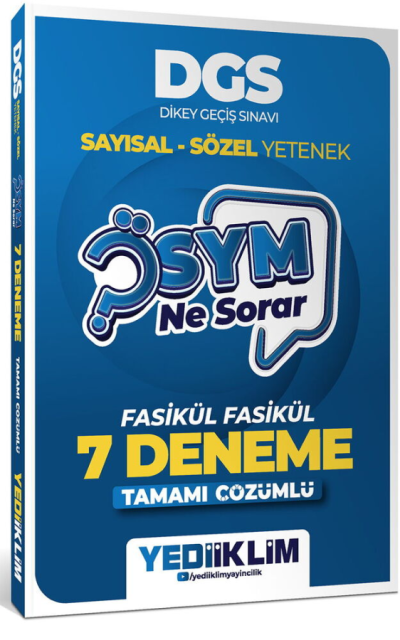 2027 DGS Sayısal Sözel Yetenek ÖSYM Ne Sorar Tamamı Çözümlü Fasikül 7 Deneme Yediiklim Yayınları Vivo Fotokopi Merkezi