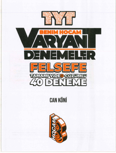 TYT FELSEFE VARYANT 40 DENEME