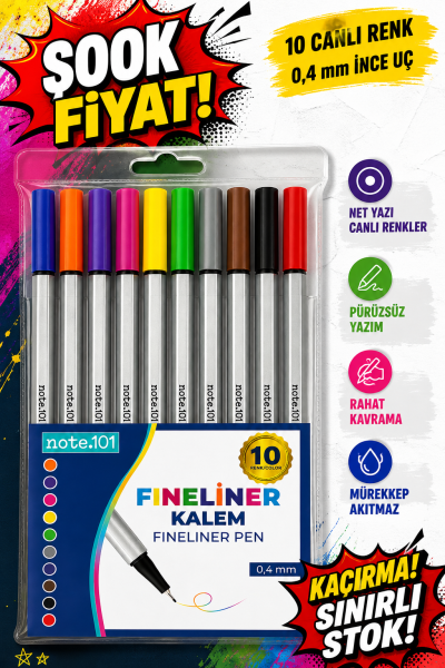 Note.101 Fineliner 10'lu Set Vivo Fotokopi Merkezi