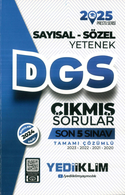 2025 DGS Sayısal-Sözel Yetenek Tamamı Çözümlü Son 5 Sınav Çıkmış Sorular Yediiklim Yayınları Vivo Fotokopi Merkezi