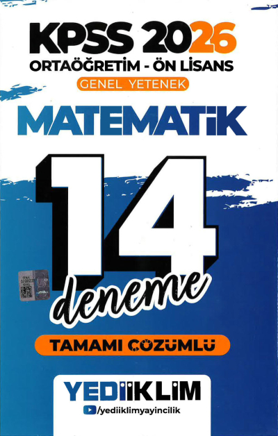 2026 KPSS Ortaöğretim Ön Lisans Genel Yetenek Matematik Tamamı Çözümlü 14 Deneme Yediiklim Yayınları