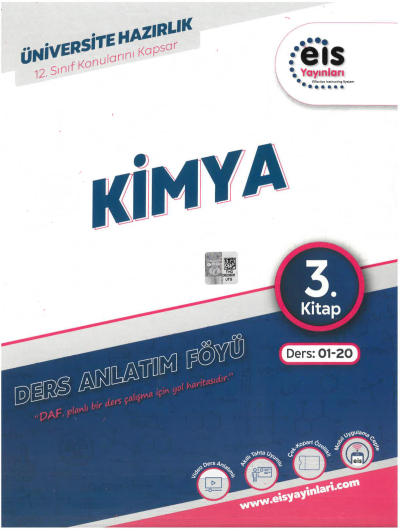 YKS Mavi Set DAF Kimya Ders Anlatım 3.Kitap EIS Yayınları Ders:01-20 12. Sınıf Konularını Kapsar Vivo Fotokopi Merkezi