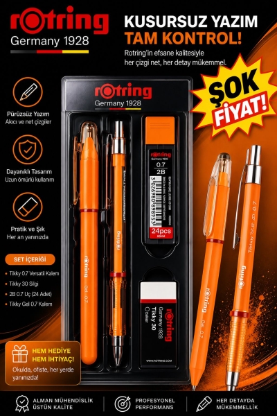 Rotring 0.7 Uçlu Kalem Jel Kalem Silgi Uç Set Vivo Fotokopi Merkezi