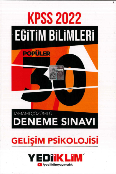 GELİŞİM PSİKOLOJİSİ 30LU DENEME SINAVI TAMAMI ÇÖZÜMLÜ Vivo Fotokopi Merkezi