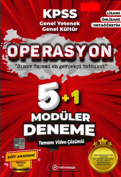 KPSS Genel Kültür Genel Yetenek Operasyon 5 Deneme Video Çözümlü Mehmet Eğit Yayınları Vivo Fotokopi Merkezi