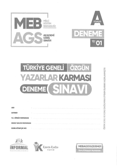 2025 MEB AGS TÜRKİYE GENELİ DENEME SINAVLARI KARAKUTU 1-2-3-4-6-7-8 DENEMELER (TAMAMI ÇÖZÜMLÜ)