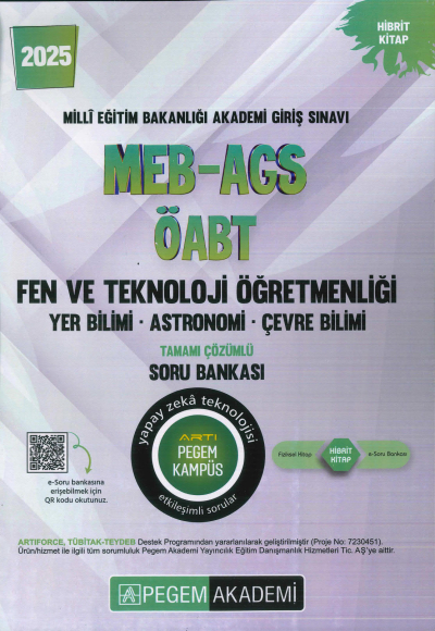 2025 MEB-AGS-ÖABT Fen ve Teknoloji Öğretmenliği Yer Bilimi - Astronomi- Çevre Bilimi Tamamı Çözümlü Soru Bankas Pegem Akademi Yayıncılık Vivo Fotokopi Merkezi