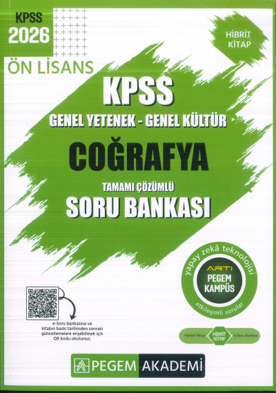Ön Lisans KPSS Coğrafya Tamamı Çözümlü Soru Bankası Pegem Akademi