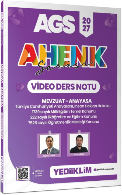 2027 MEB-AGS Mevzuat-Anayasa Video Ders Notu Ahenk Serisi Yediiklim Yayınları Vivo Fotokopi Merkezi