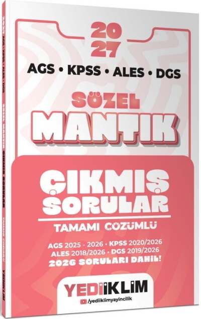 MEB AGS KPSS ALES DGS Sözel Mantık Tamamı Çözümlü Çıkmış Sorular Yediiklim Yayınları Vivo Fotokopi Merkezi