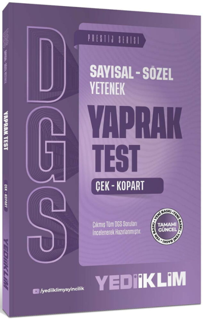 2027 DGS Sayısal Sözel Yetenek Çek Kopart Yaprak Test Yediiklim Yayınları