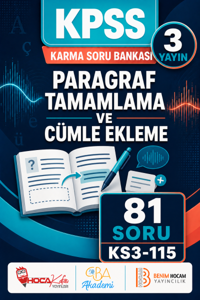 Paragraf Tamamlama ve Cümle Ekleme 3 Yayın 81 Soru (Benim Hocam - CBA - Hoca Kafası Yayınları) Vivo Fotokopi Merkezi