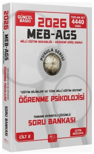 2026 MEB-AGS Eğitim Bilimleri Öğrenme Psikolojisi Soru Bankası Çözümlü Pusula Serisi CBA Yayınları Vivo Fotokopi Merkezi