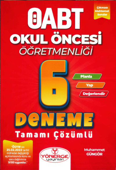 ÖABT Okul Öncesi Öğretmenliği 6 Deneme Çözümlü Yönerge Yayınları Vivo Fotokopi Merkezi