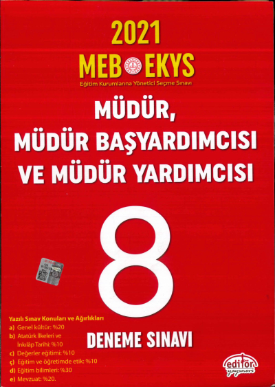 2021 MÜDÜR, MÜDÜR BAŞYARDIMCISI VE MÜDÜR YARDIMCISI SORU BANKASI 8 DENEME SINAVI Vivo Fotokopi Merkezi