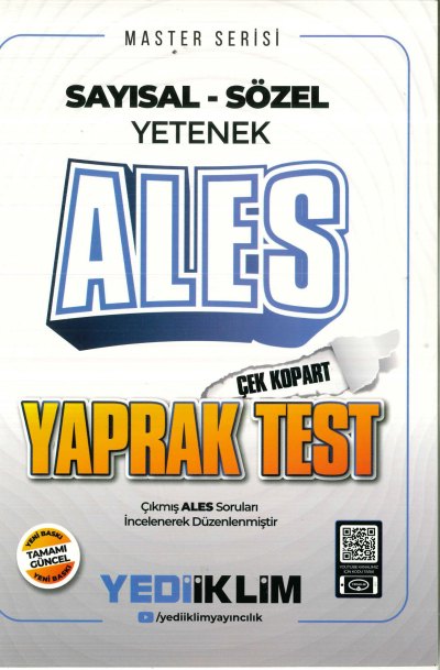 2025 Master Serisi ALES Sayısal-Sözel Yetenek Çek Kopart Yaprak Test Yediiklim Yayınları Vivo Fotokopi Merkezi
