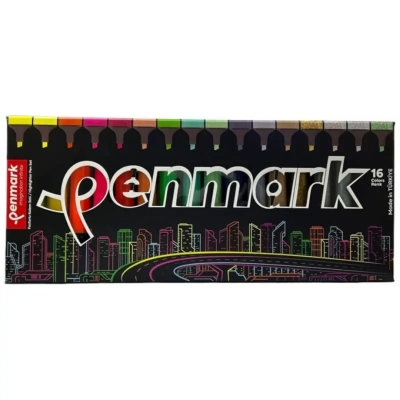 Penmark Fosforlu Kalem 16 Renk Set Süper Kutu Vivo Fotokopi Merkezi