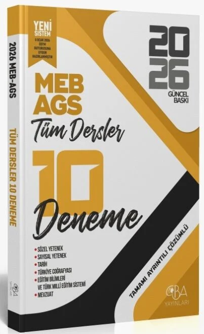 2026 MEB- AGS Tüm Dersler 10 Deneme Çözümlü CBA Yayınları Vivo Fotokopi Merkezi