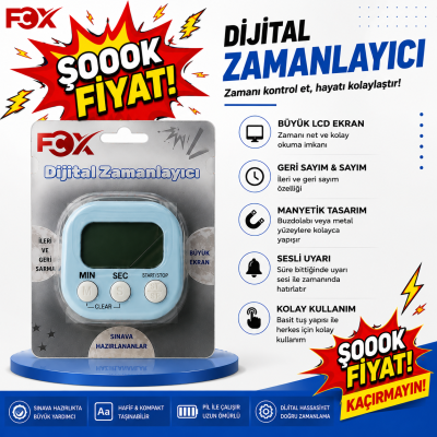Öğrenci Kronometresi Dijital Zamanlayıcı Mıknatıslı FCZ-100 (Mavi) Vivo Fotokopi Merkezi