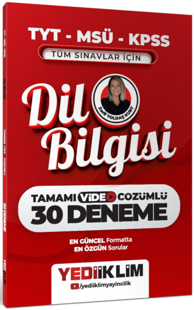 2027 TYT MSÜ KPSS Dil Bilgisi Tamamı Video Çözümlü Tüm Sınavlar için 30 Deneme Yediiklim Yayınları Vivo Fotokopi Merkezi