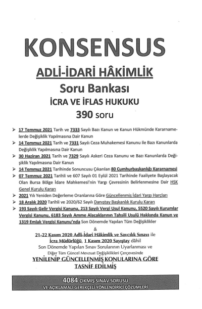KONSENSUS ADLİ İDARİ HAKİMLİK SORU BANKASI İCRA VE İFLAS HUKUKU Vivo Fotokopi Merkezi