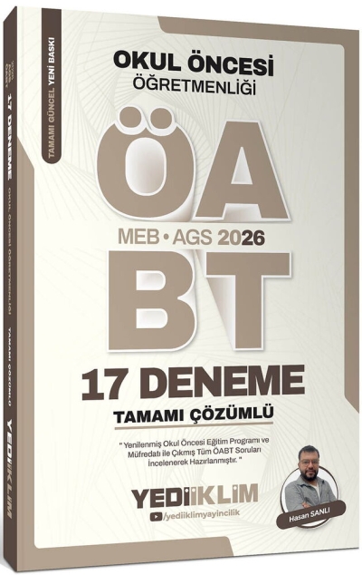 ÖABT MEB-AGS Okul Öncesi Öğretmenliği 17 Deneme Çözümlü - Hasan Sanlı Yediiklim Yayınları Vivo Fotokopi Merkezi