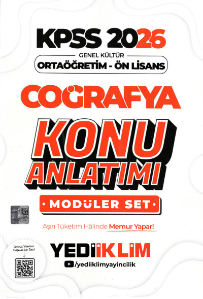 2026 KPSS Lise Ortaöğretim Ön Lisans Konu Anlatımlı Modüler COĞRAFYA Yediiklim Yayınları