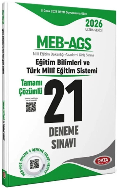 2026 MEB-AGS Eğitim Bilimleri ve Türk Milli Eğitim Sistemi 21 Deneme Çözümlü Ultra Serisi Data Yayınları Vivo Fotokopi Merkezi