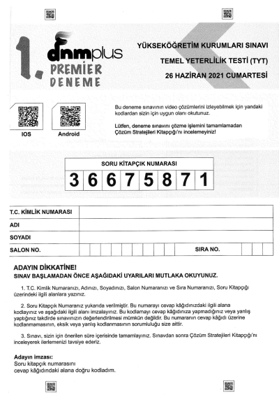 TYT Premier 5 Deneme Seti Vivo Fotokopi Merkezi