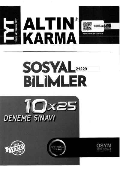 TYT Sosyal Bilimler Komisyondan 10x25 Deneme