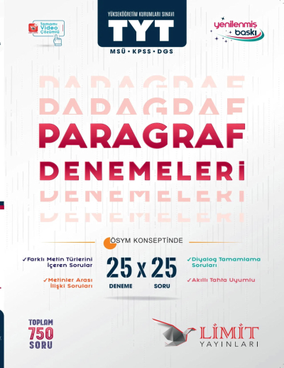 TYT Paragraf 25 X 25 Denemeleri Limit Yayınları Vivo Fotokopi Merkezi