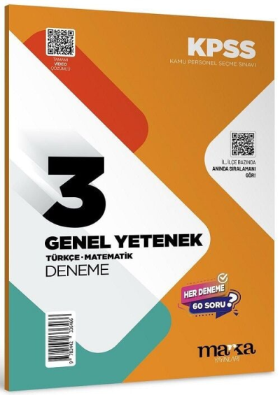 KPSS Türkçe Matematik Genel Yetenek Video Çözümlü 3 Deneme Sınavı Marka Yayınları Vivo Fotokopi Merkezi