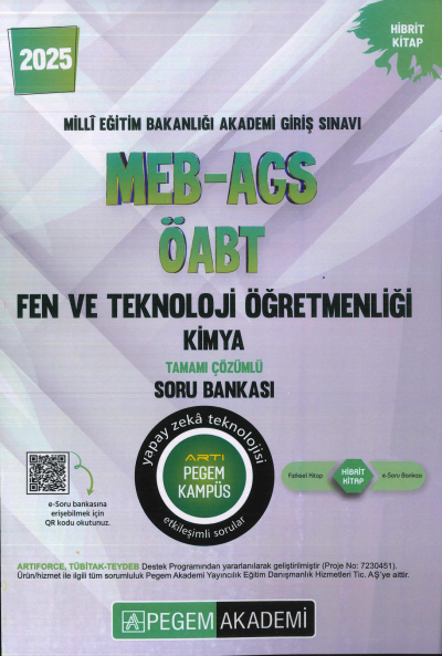 2025 MEB-AGS-ÖABT Fen ve Teknoloji Öğretmenliği Kimya Tamamı Çözümlü Soru Bankas Pegem Akademi Yayıncılık Vivo Fotokopi Merkezi