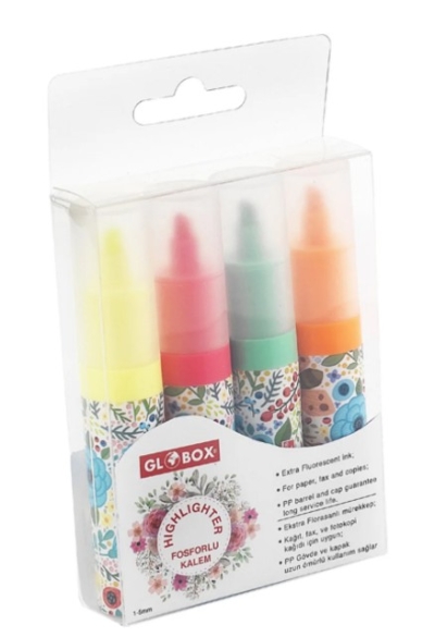 Globox Fosforlu Kalem Baskılı 4 Lü Set Vivo Fotokopi Merkezi