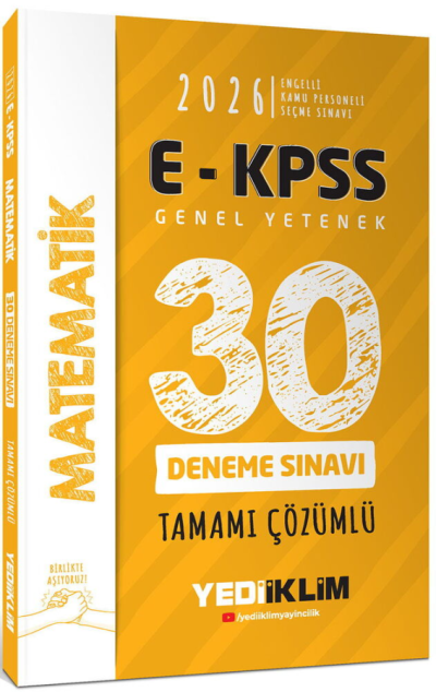 2026 E-KPSS Tüm Adaylar İçin Genel Yetenek Matematik Tamamı Çözümlü 30 Deneme Sınavı Yediiklim Yayınları Vivo Fotokopi Merkezi