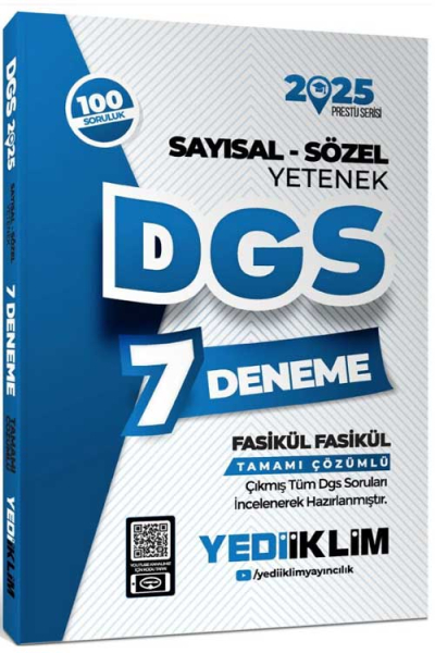 2025 DGS Sayısal-Sözel Yetenek 7 Fasikül Deneme Yediiklim Yayınları Vivo Fotokopi Merkezi