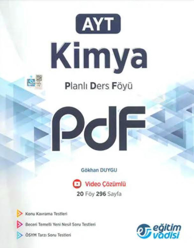 AYT Kimya Planlı Ders Föyü PDF Eğitim Vadisi Yayınları Vivo Fotokopi Merkezi