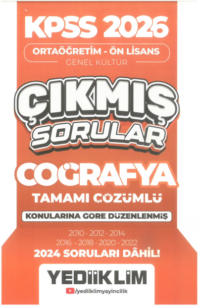 2026 KPSS Ortaöğretim-Önlisans Coğrafya Konularına Göre Çıkmış Sorular(2024 soruları dahil) Yediiklim Yayınları Vivo Fotokopi Merkezi