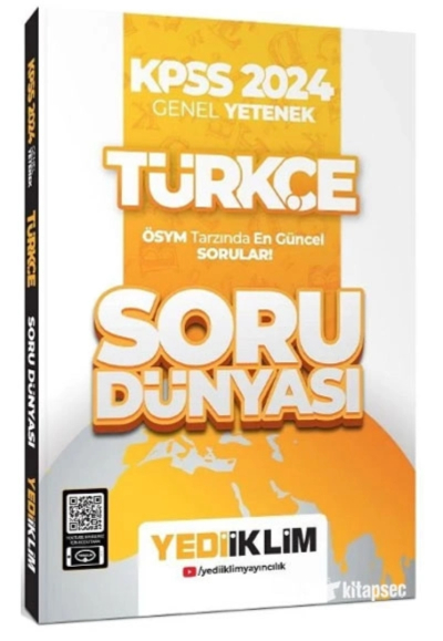 2024 KPSS Türkçe Soru Dünyası Soru Bankası Çözümlü Yediiklim Yayınları Vivo Fotokopi Merkezi