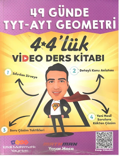 49 GÜNDE TYT-AYT GEOMETRİ 4*4'lÜK VİDEO DERS KİTABI YAŞAR HOCA MATHMAN Vivo Fotokopi Merkezi