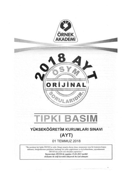 2018-2019-2020 AYT Denemesi Vivo Fotokopi Merkezi