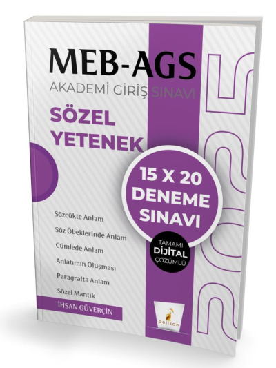 2025 MEB-AGS Sözel Yetenek 15x20 Deneme Çözümlü Pelikan Yayınları Vivo Fotokopi Merkezi